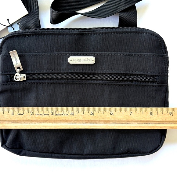 Baggallini Double Zip Medium Black Crossbody Bag RFID Adjustable Strap - Picture 8 of 9